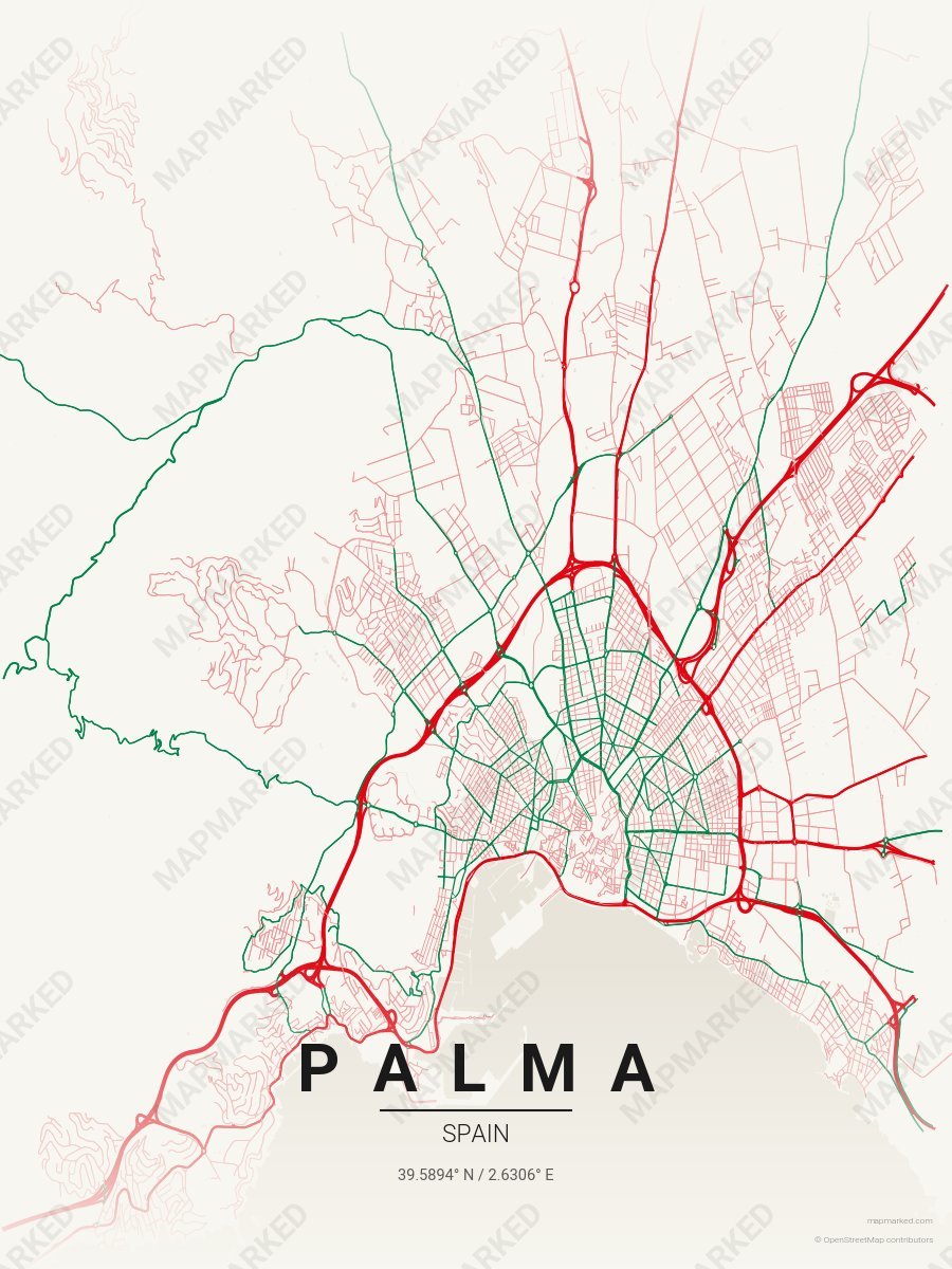 Cream, Red & Green Verve style sample on Palma Es