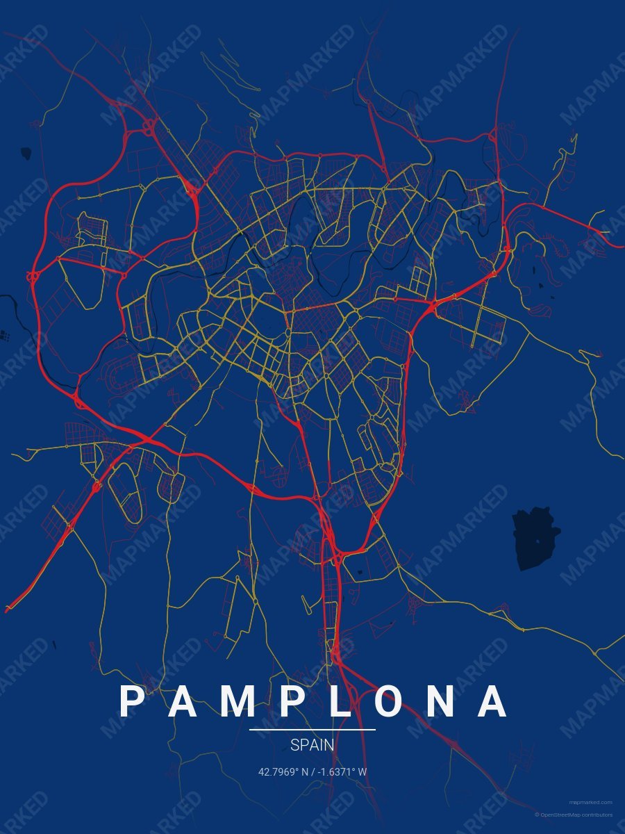 Blue, Red & Gold Prime style sample on Pamplona Es