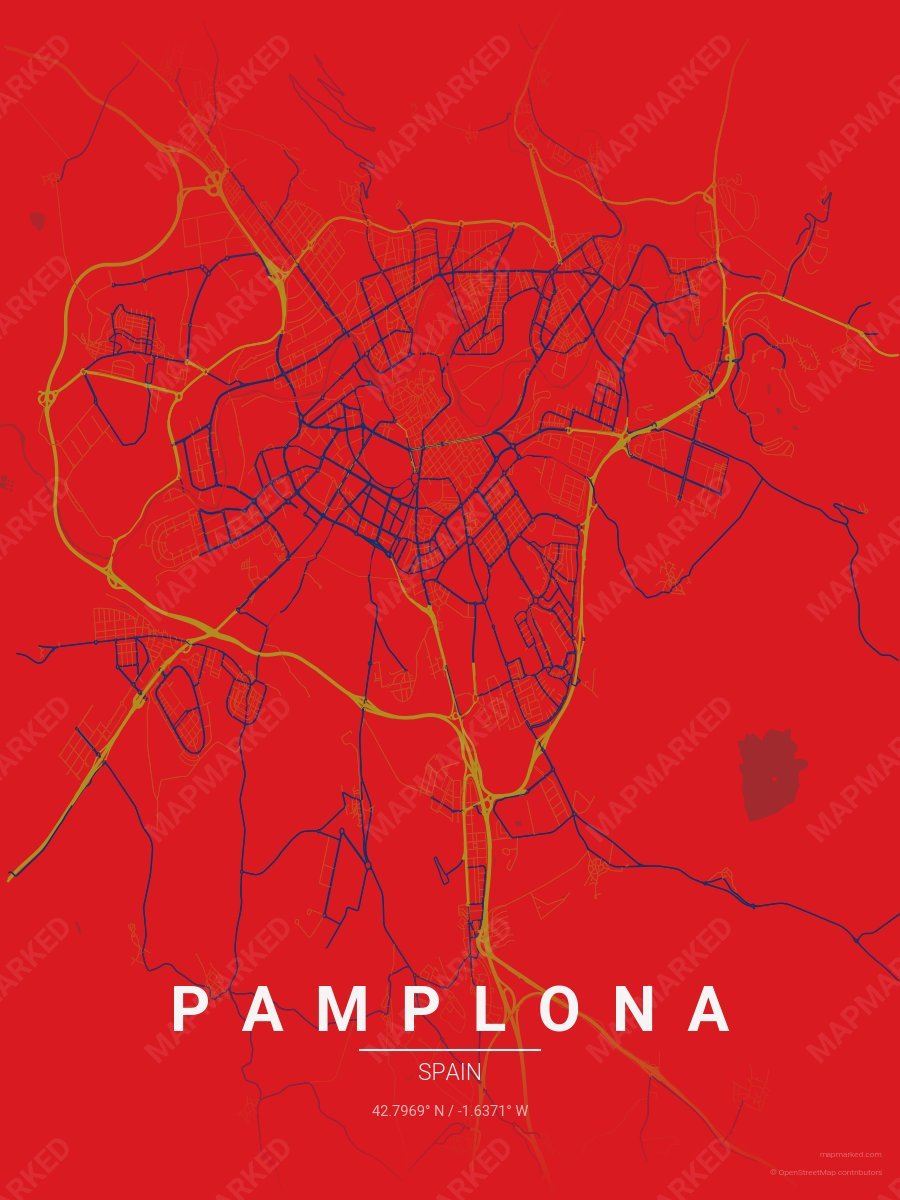 Red, Gold & Blue Nova style sample on Pamplona Es