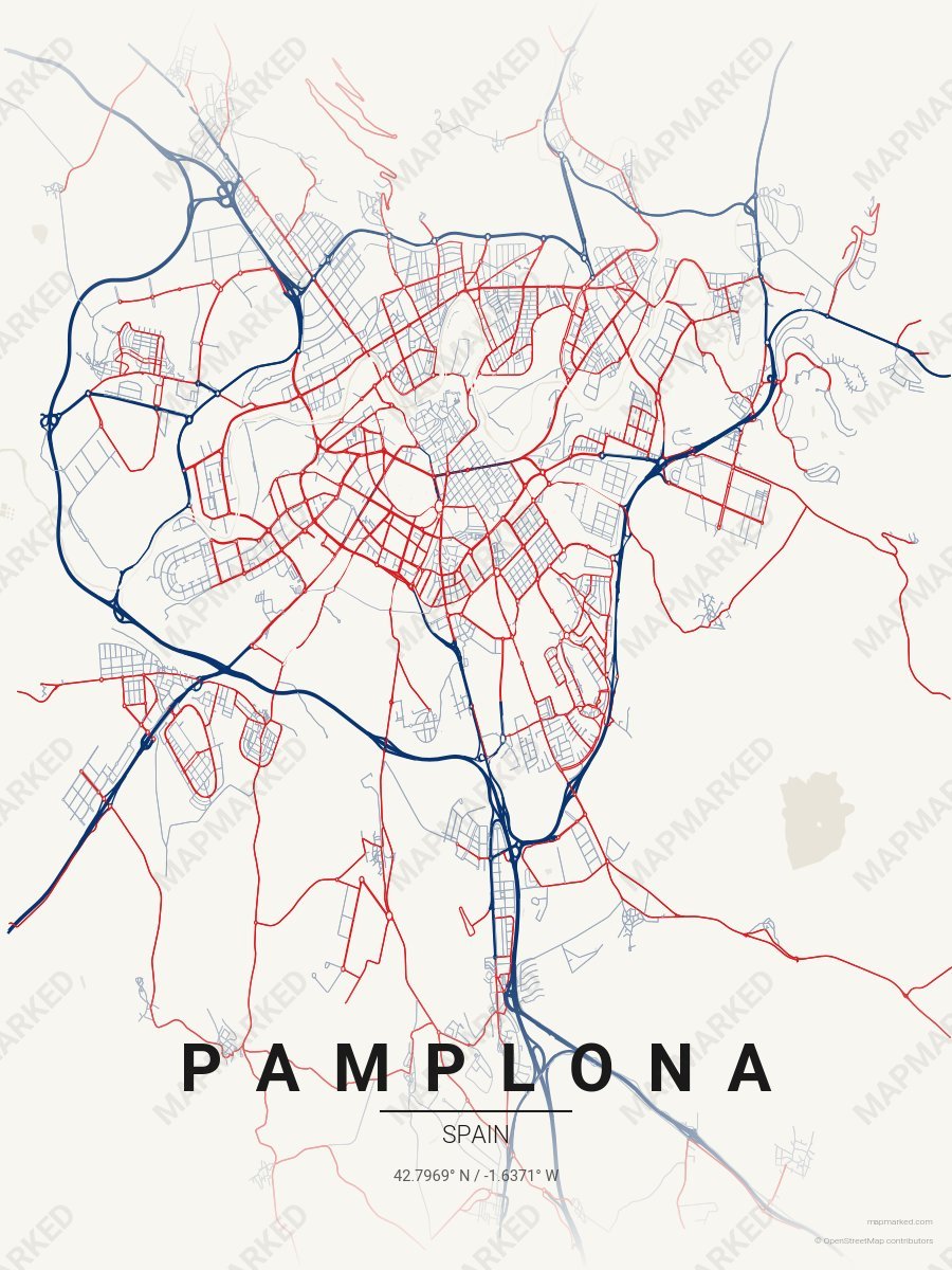 Cream, Blue & Red Loft style sample on Pamplona Es