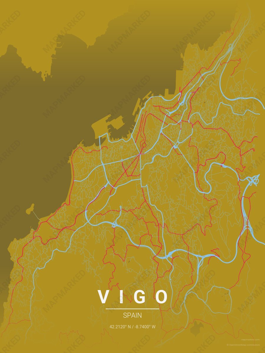 Gold, Blue & Red Standard style sample on Vigo Es