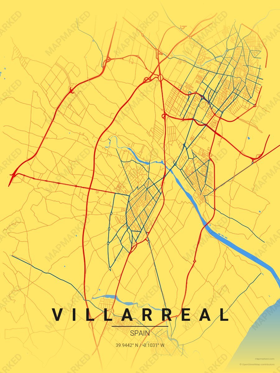 Yellow, Red & Blue Range style sample on Villarreal Es