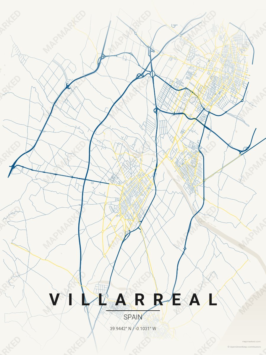 Cream, Blue & Yellow Prime style sample on Villarreal Es