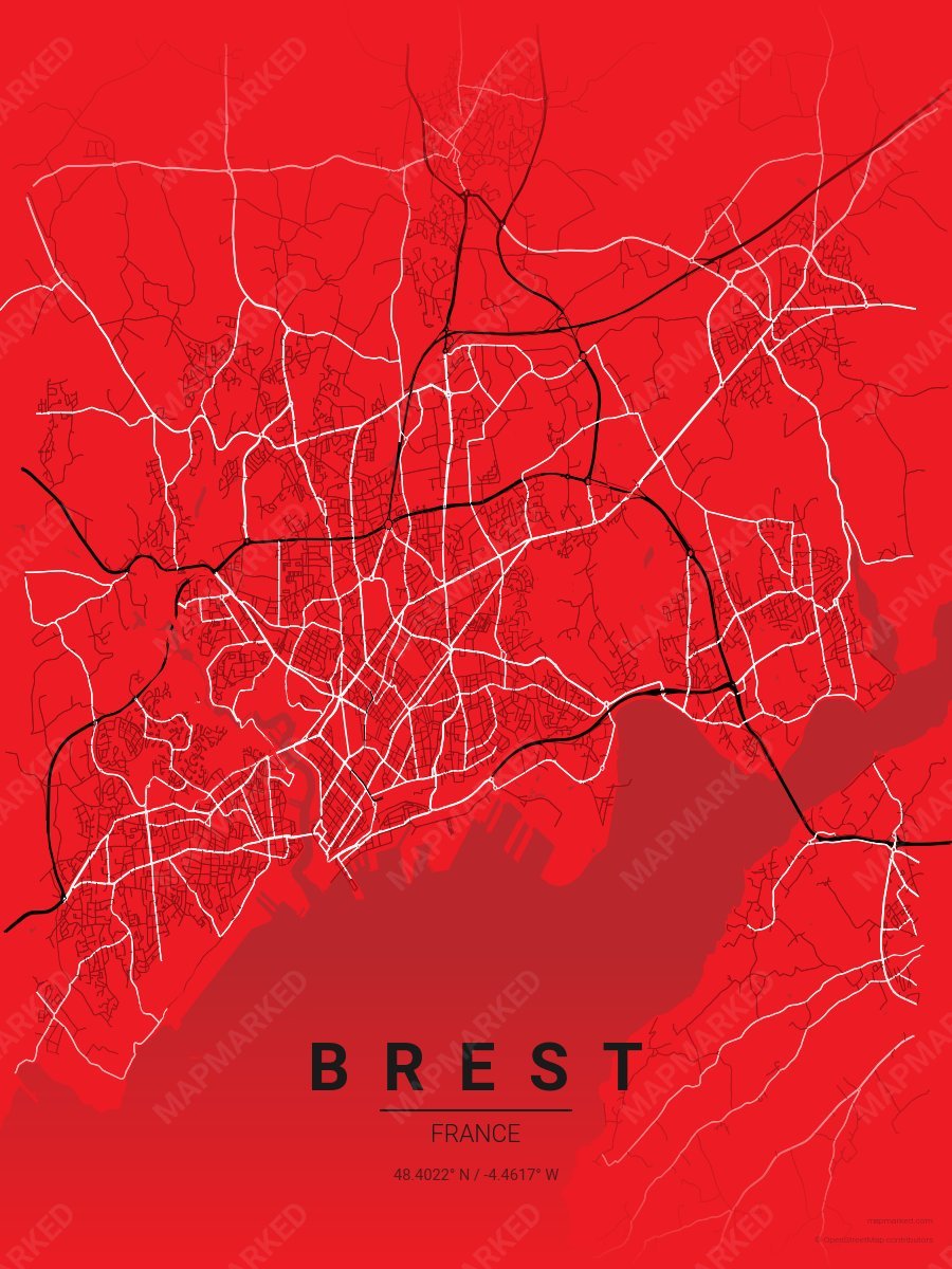 Red, Black & White Icon style sample on Brest Fr