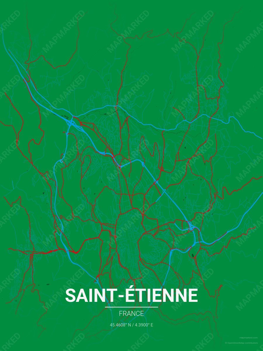 Green, Blue & Red Heritage style sample on Saint Tienne Fr