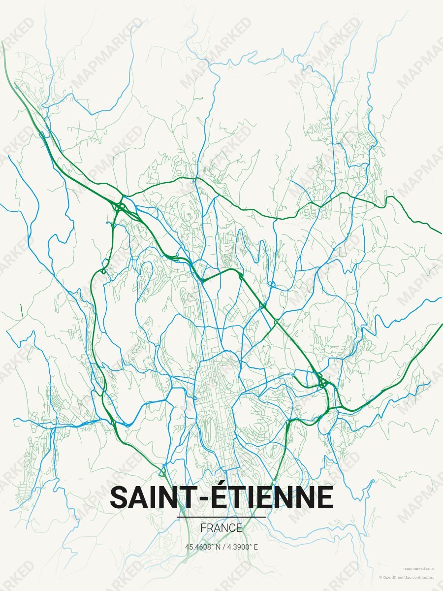 Cream, Green & Blue Standard style sample on Saint Tienne Fr