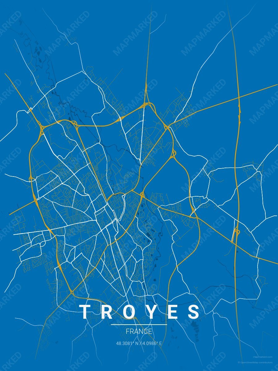 Blue, Gold & White Heritage style sample on Troyes Fr
