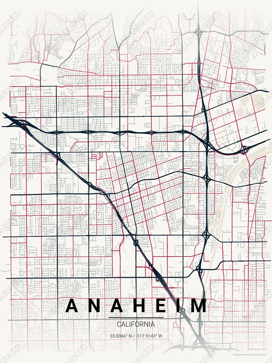 Cream, Blue & Red Contrast style sample on Anaheim