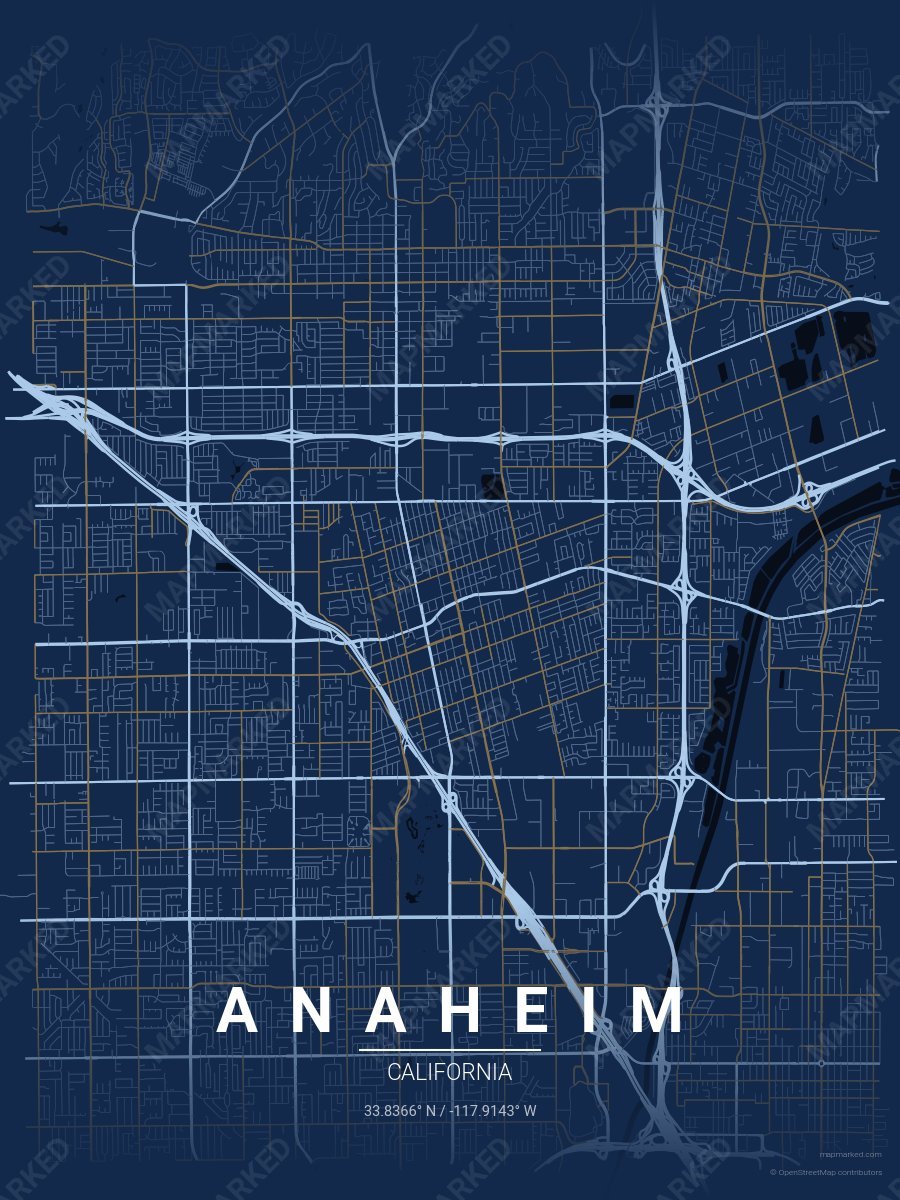 Navy, Light Blue & Gold Contrast style sample on Anaheim