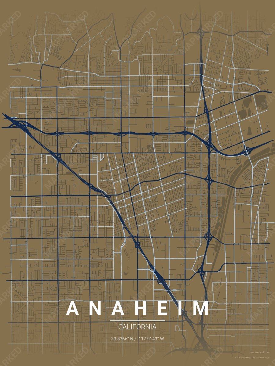 Gold, Navy & Light Blue Aura style sample on Anaheim
