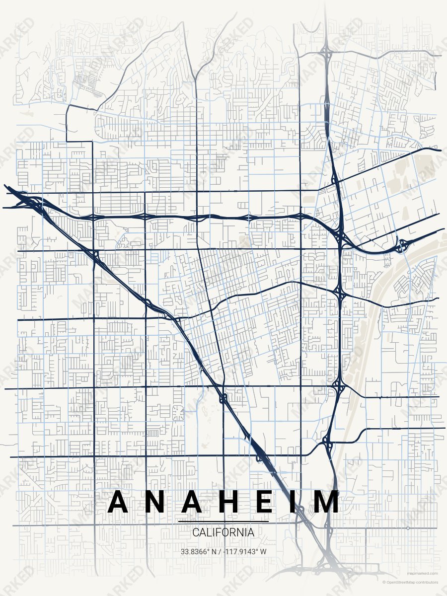 Cream, Navy & Light Blue Heritage style sample on Anaheim
