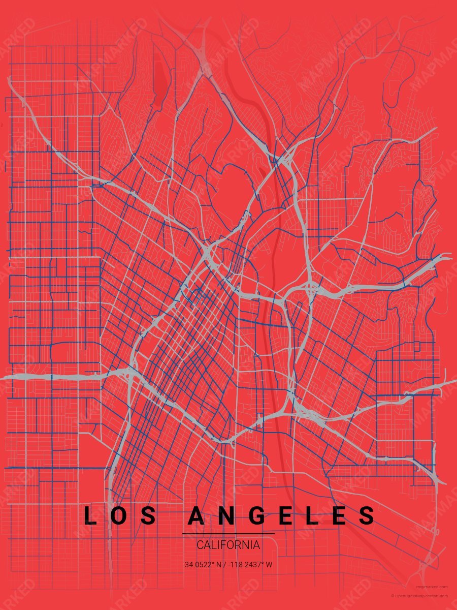 Red, Silver & Blue Icon style sample on Los Angeles