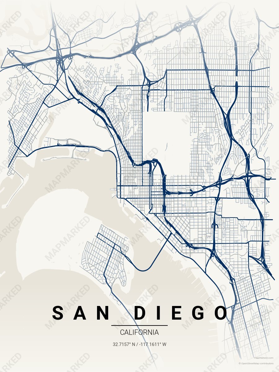 Cream & Blue Vista style sample on San Diego