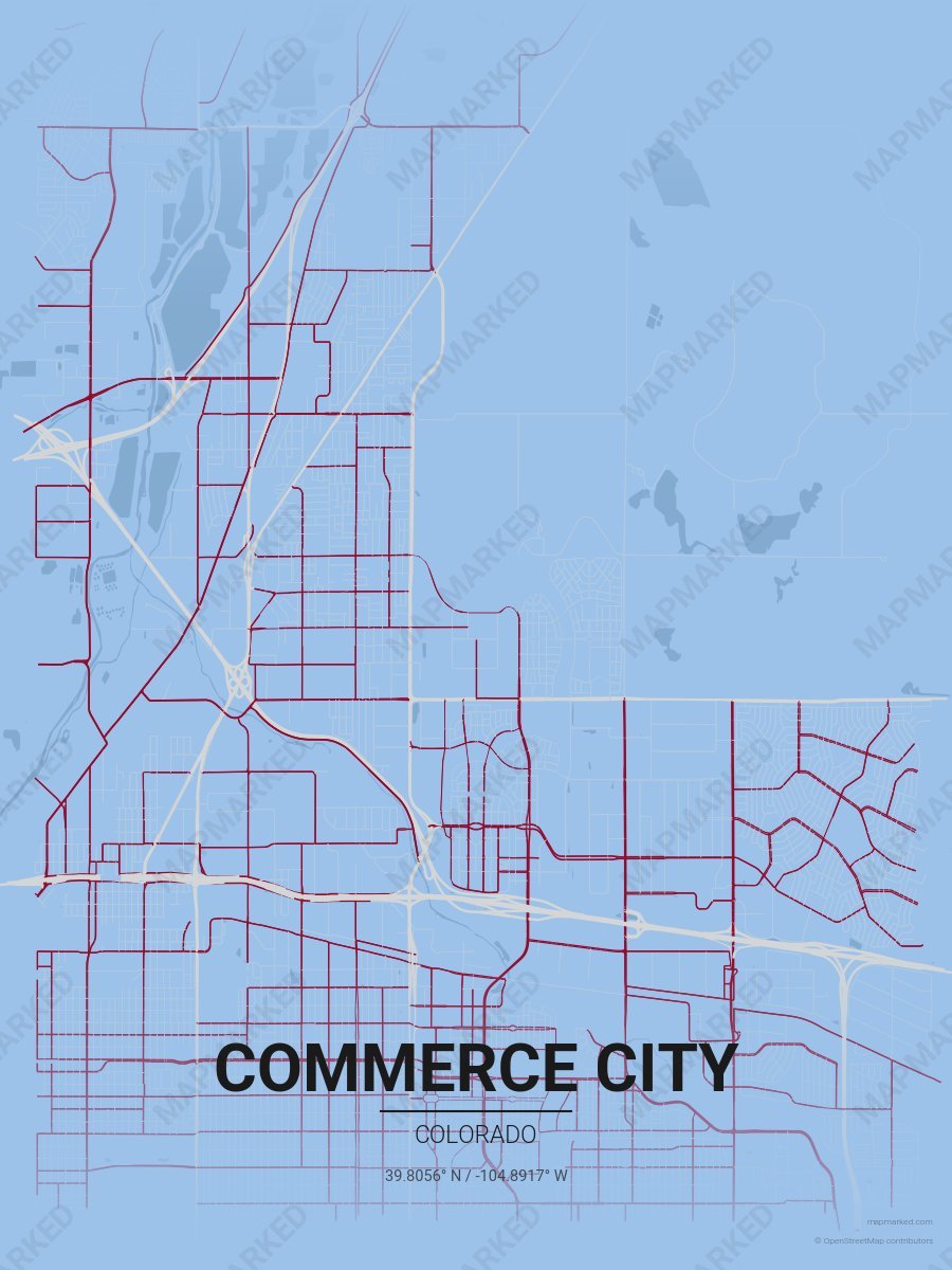 Blue, Silver & Burgundy Signature style sample on Commerce City