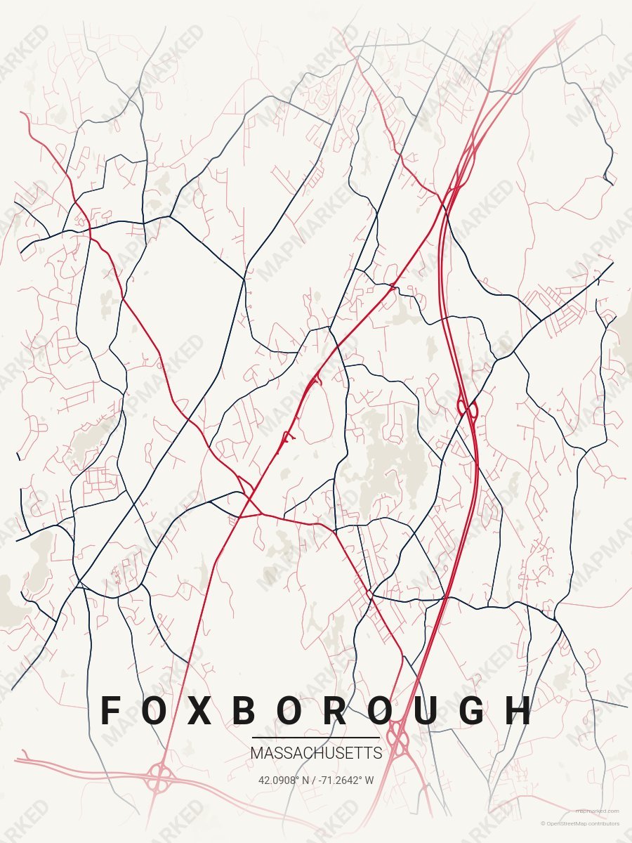 Cream, Red & Blue Heritage style sample on Foxborough