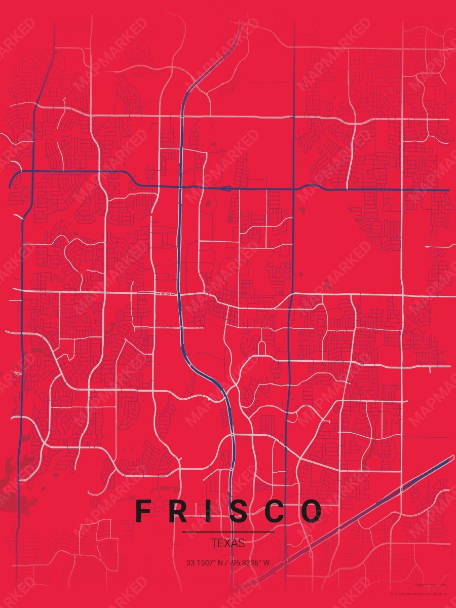 Red, Blue & Silver Ethos style sample on Frisco