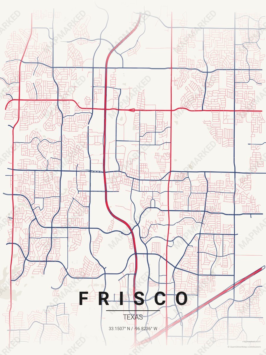 Cream, Red & Blue Range style sample on Frisco