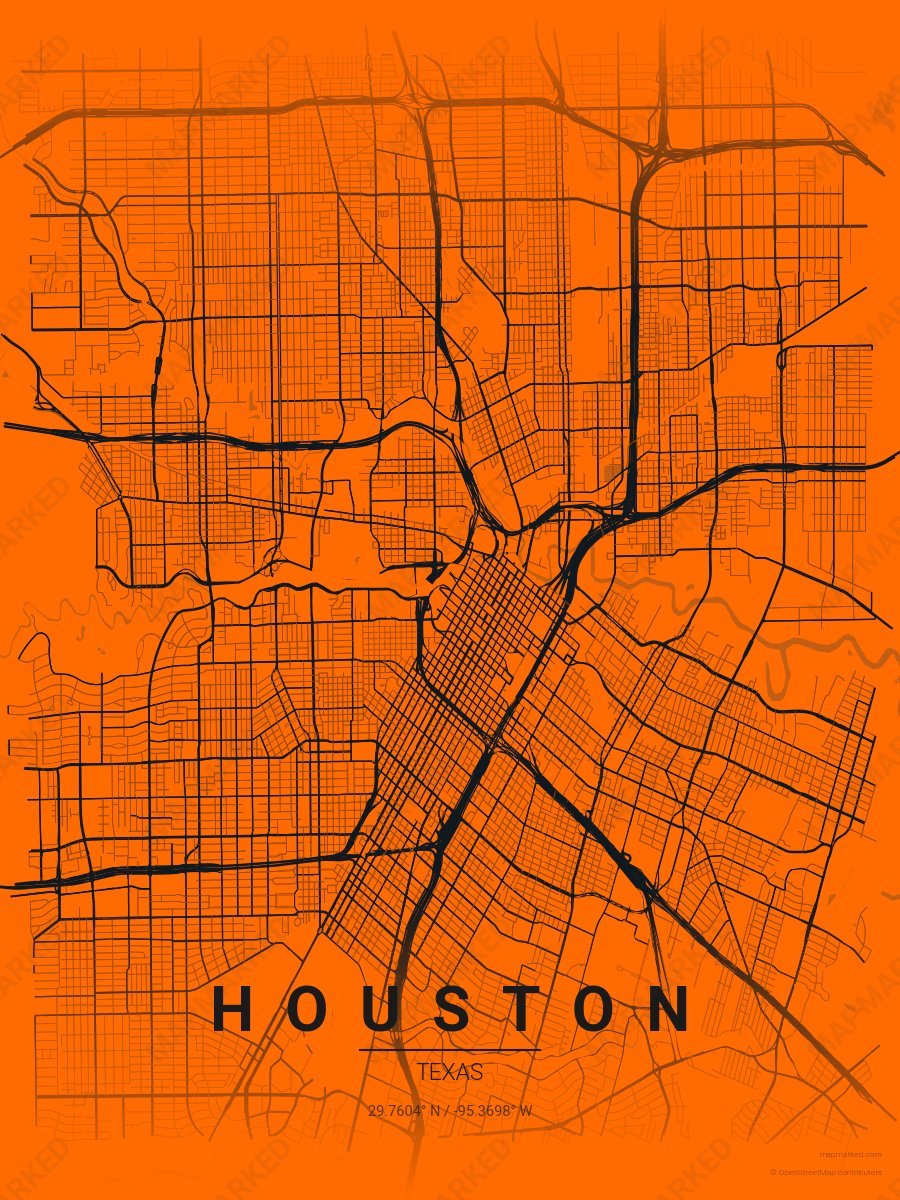 Orange & Black Motif style sample on Houston