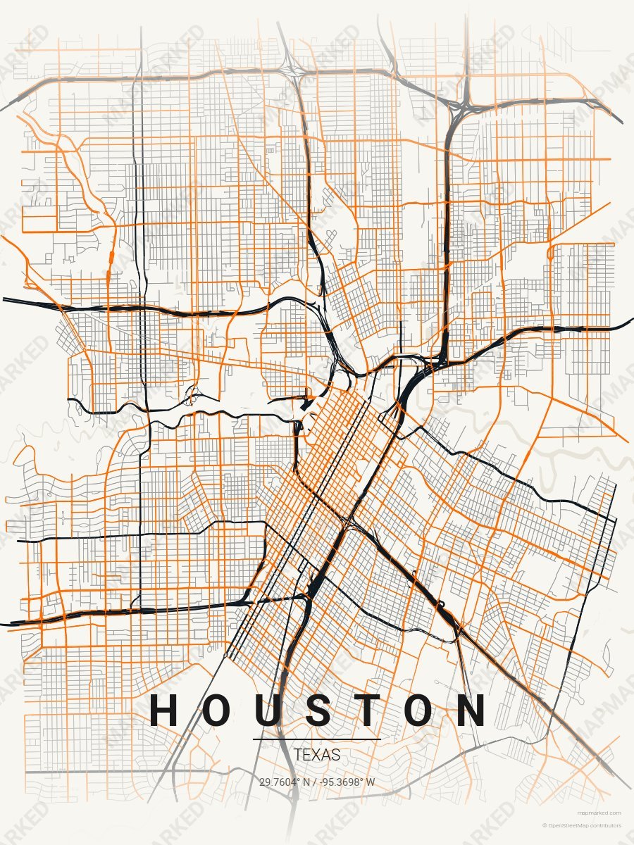 Cream, Black & Orange Standard style sample on Houston