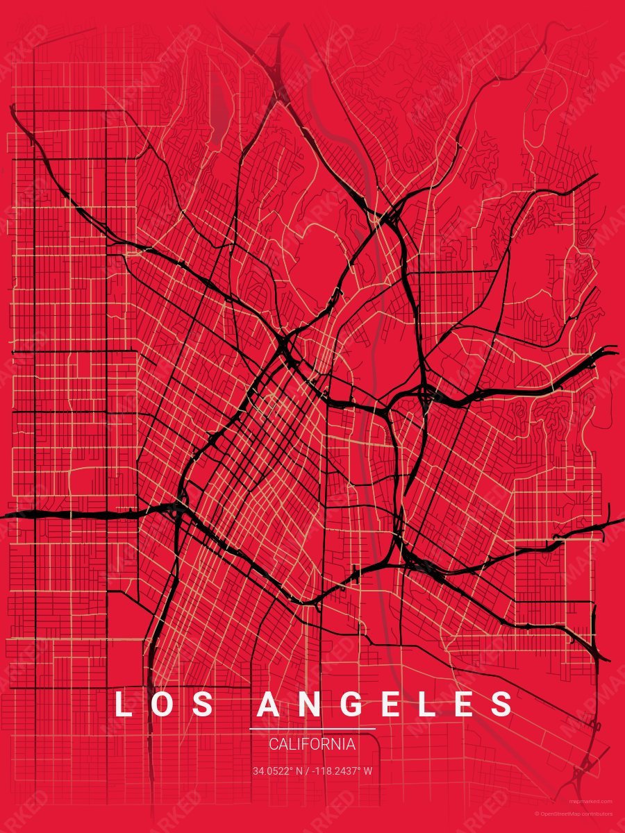Red, Black & Gold Atlas style sample on Los Angeles