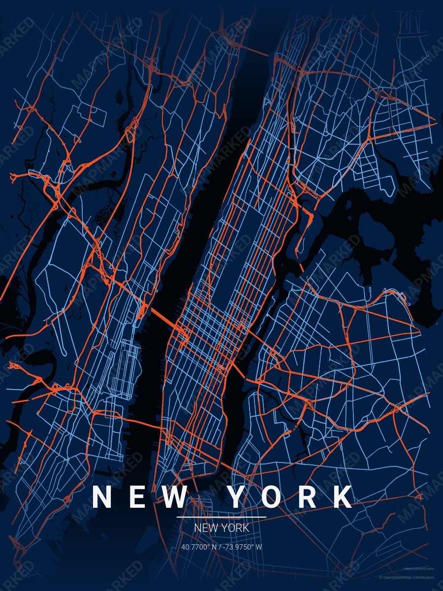 Blue & Orange Nova style sample on New York New