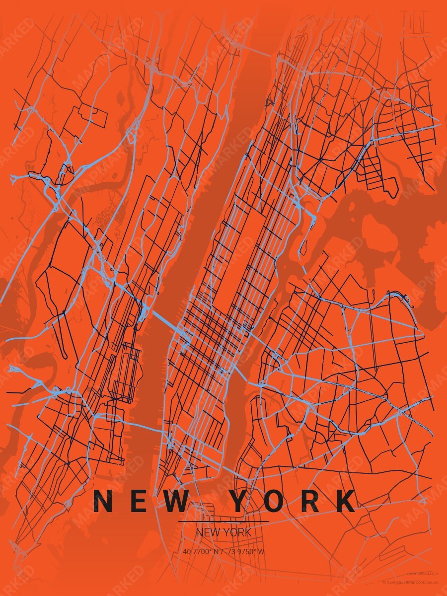 Orange & Blue Bold style sample on New York New
