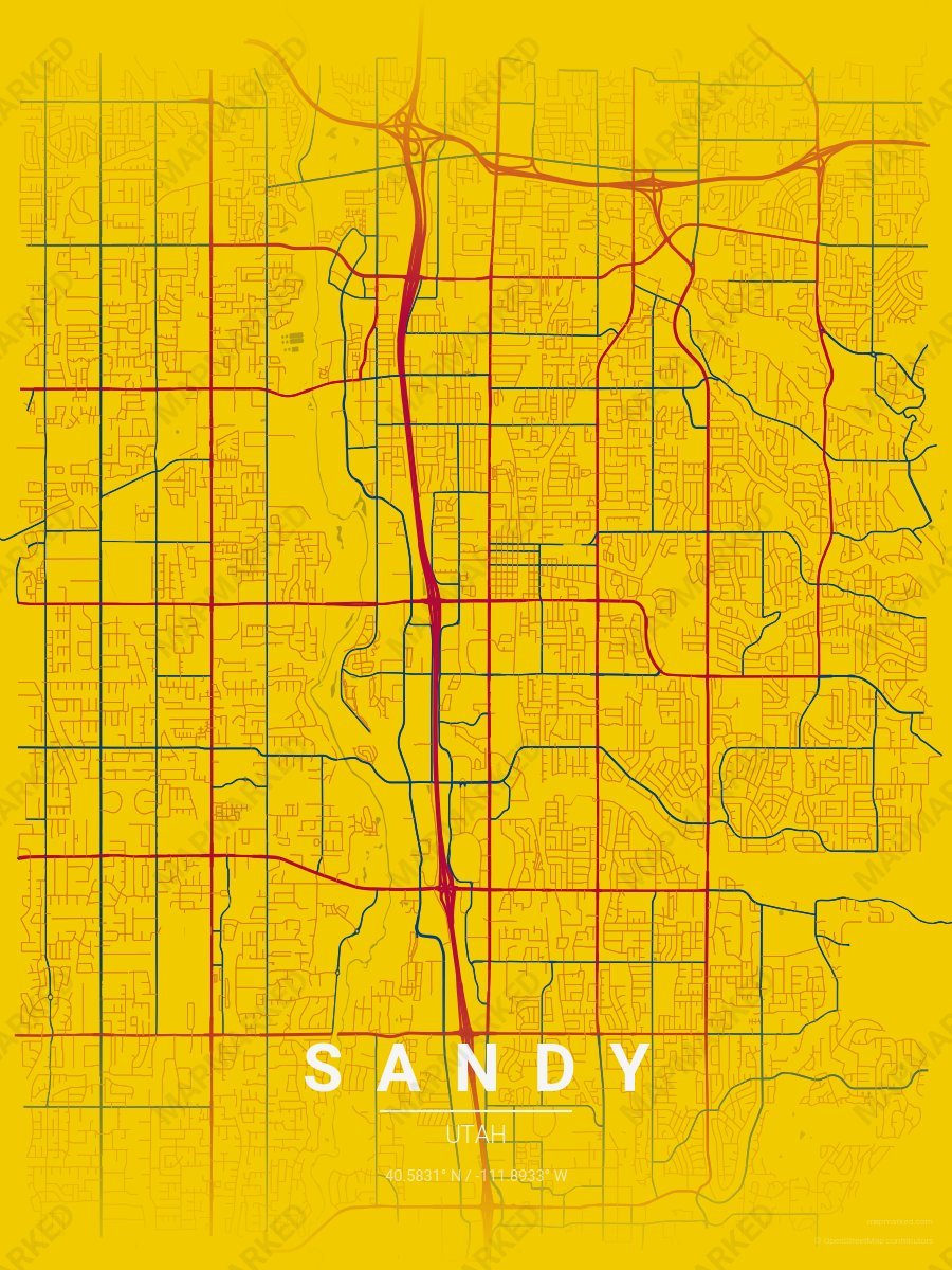 Gold, Red & Blue Statement style sample on Sandy