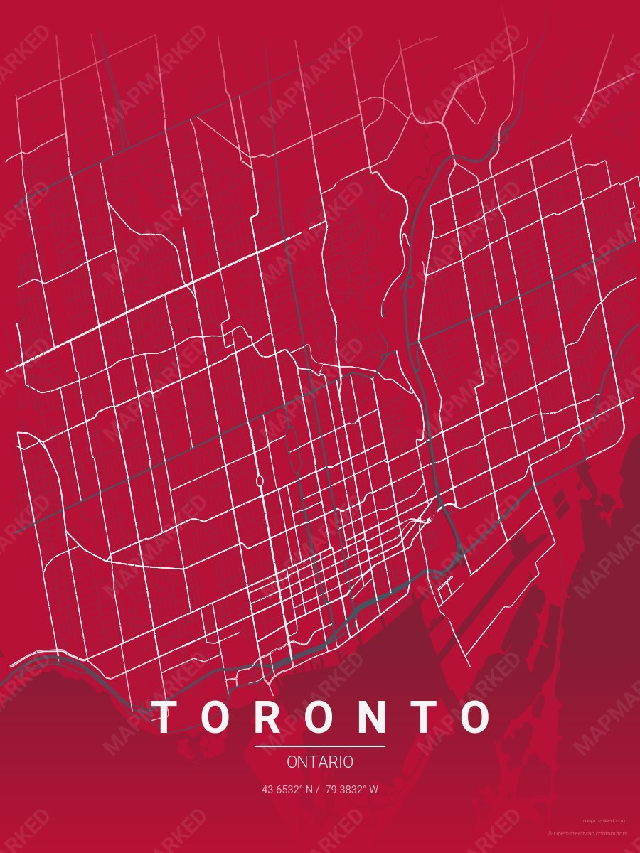 Red, Dark Gray & White Modern style sample on Toronto Ca