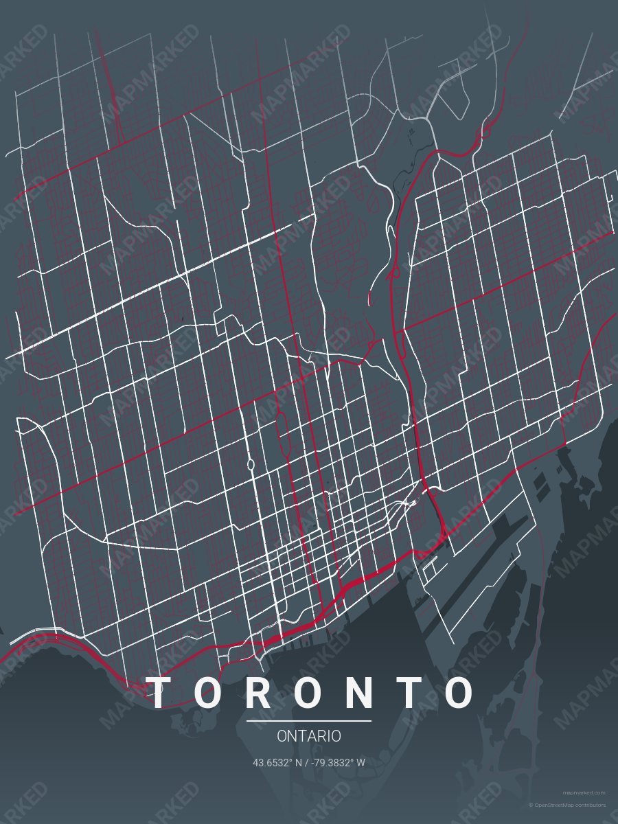 Dark Gray, Red & White Modern style sample on Toronto Ca