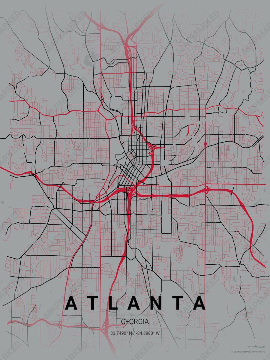 Gray, Red & Black Signature style sample on Atlanta