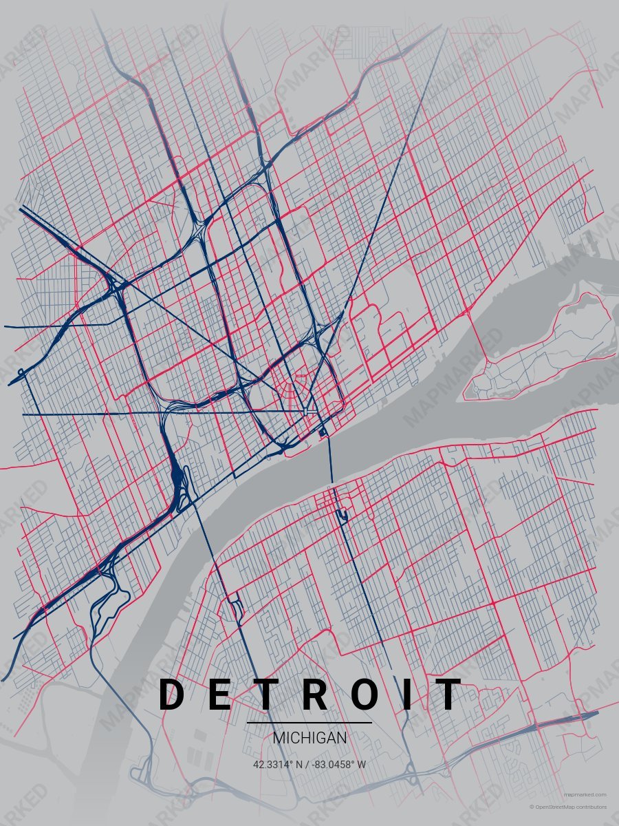 Gray, Navy & Red Ethos style sample on Detroit
