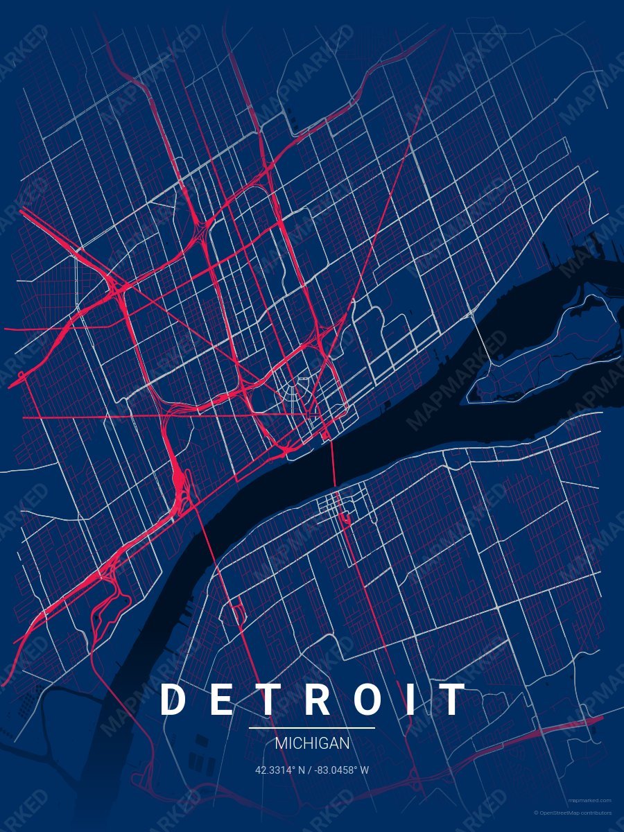Navy, Red & Gray Standard style sample on Detroit