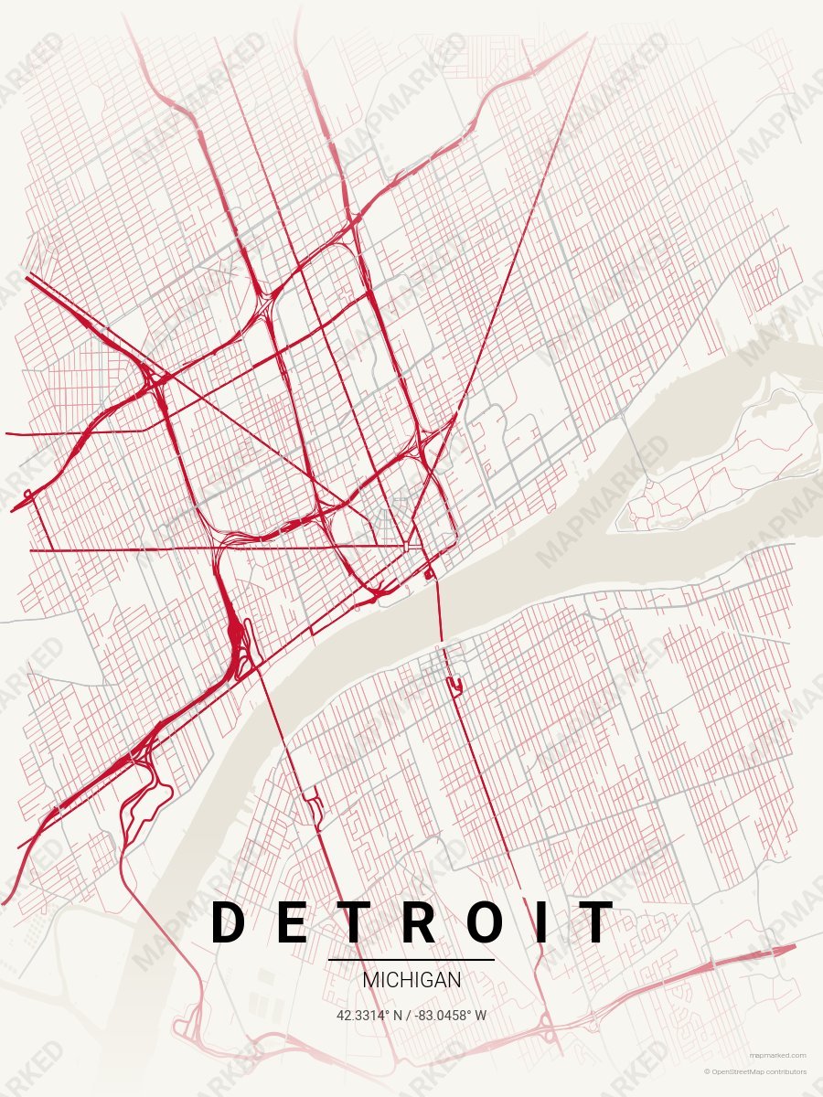 Cream, Red & Gray Heritage style sample on Detroit