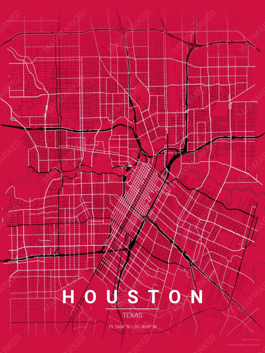 Red, Black & Silver Standard style sample on Houston