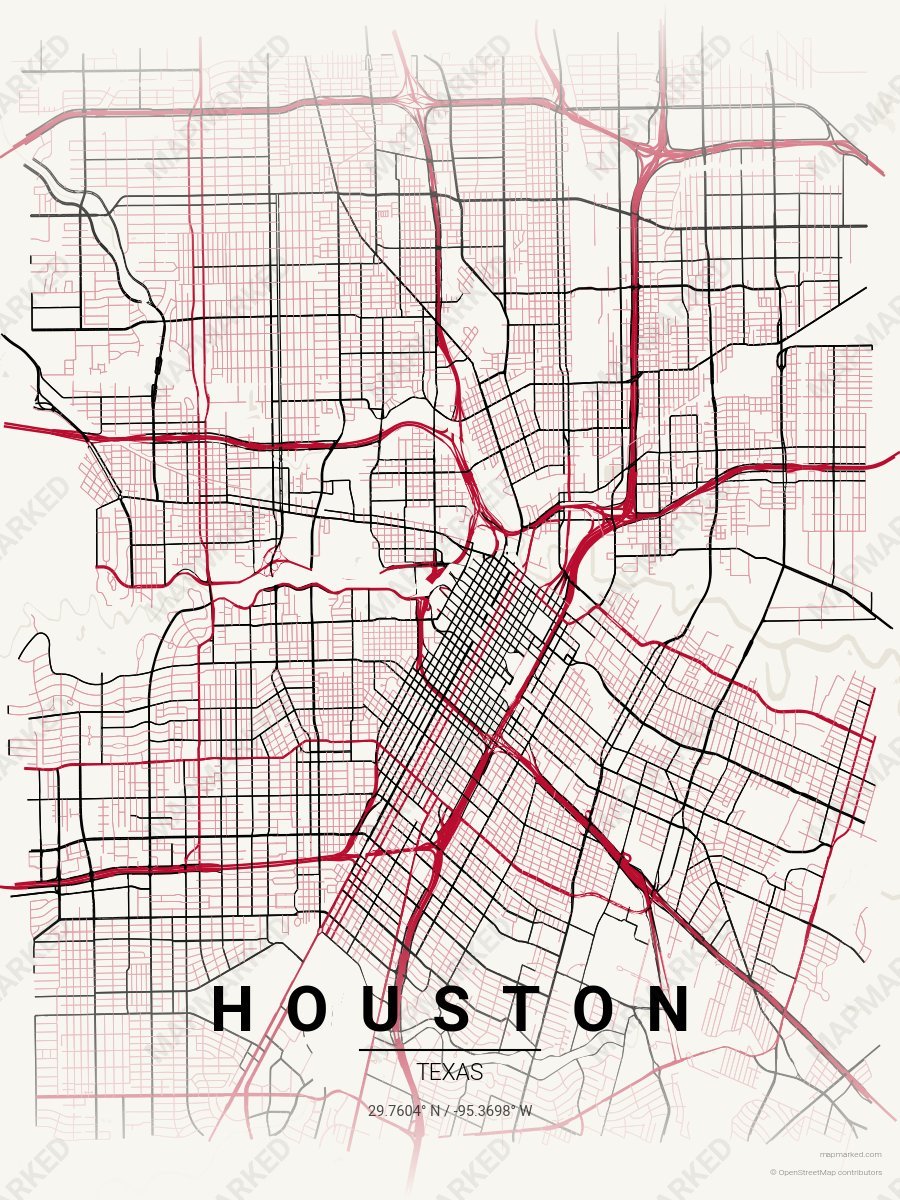 Cream, Red & Black Craft style sample on Houston