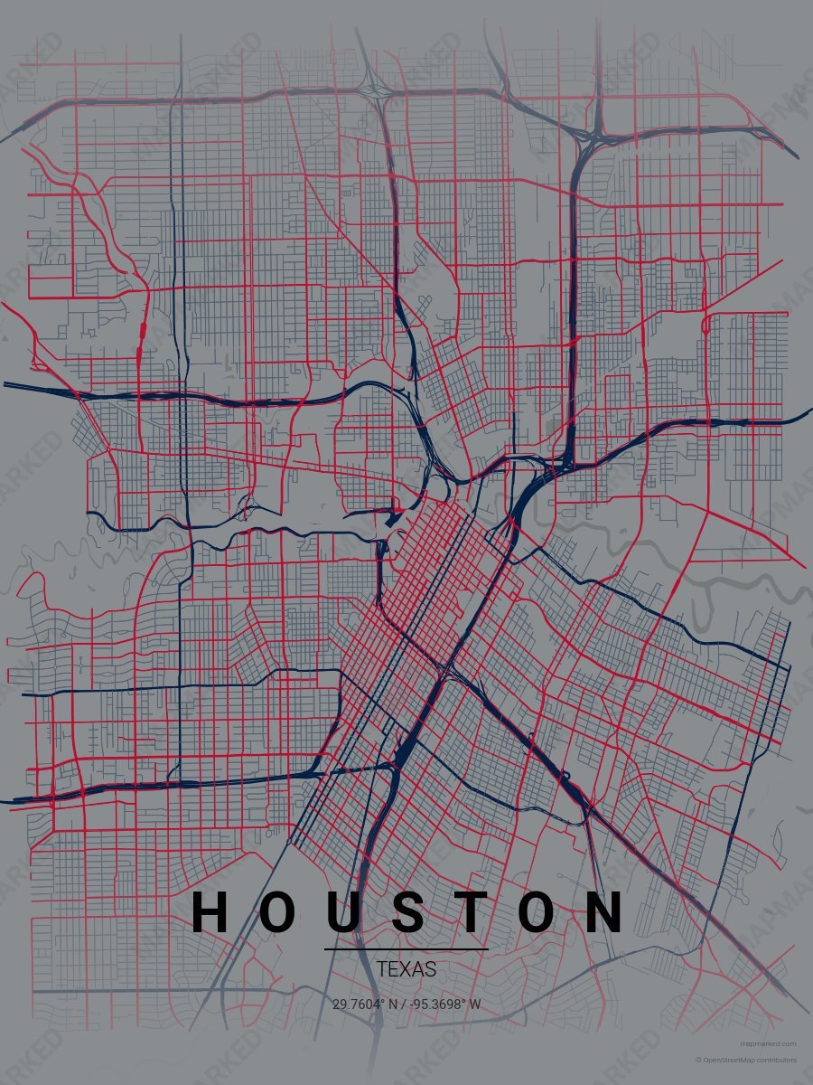 Silver, Blue & Red Modern style sample on Houston