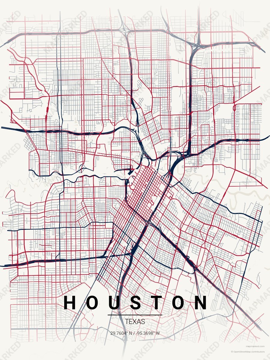 Cream, Blue & Red Vista style sample on Houston