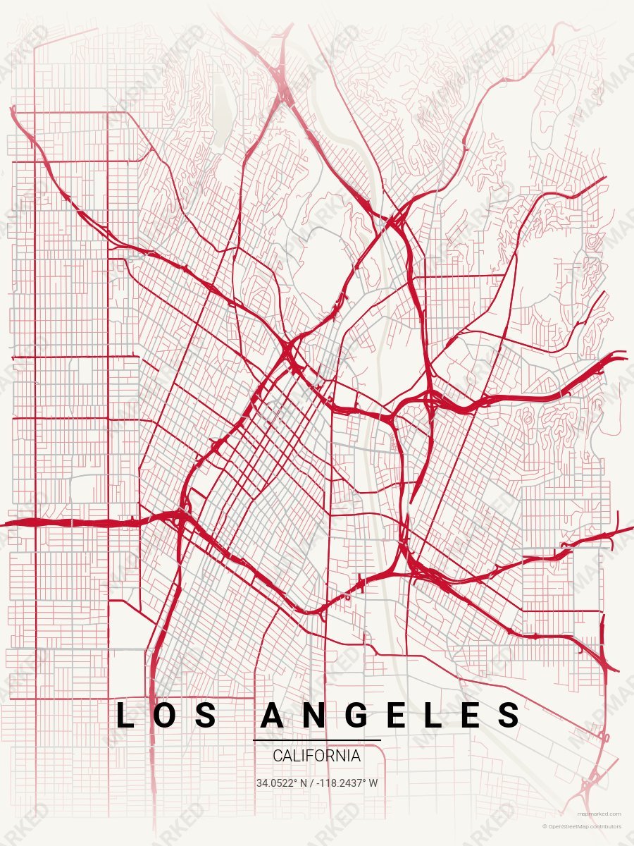 Cream, Red & Silver Statement style sample on Los Angeles