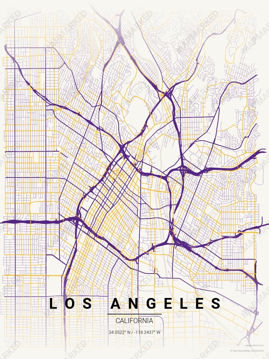 Cream, Purple & Gold Icon style sample on Los Angeles