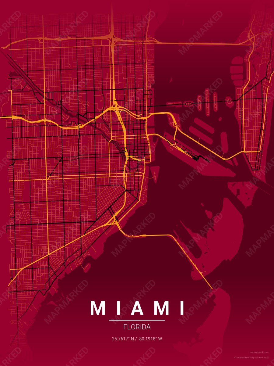 Red, Yellow & Black Atlas style sample on Miami
