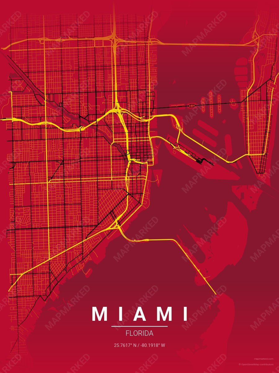 Red, Yellow & Black Verve style sample on Miami