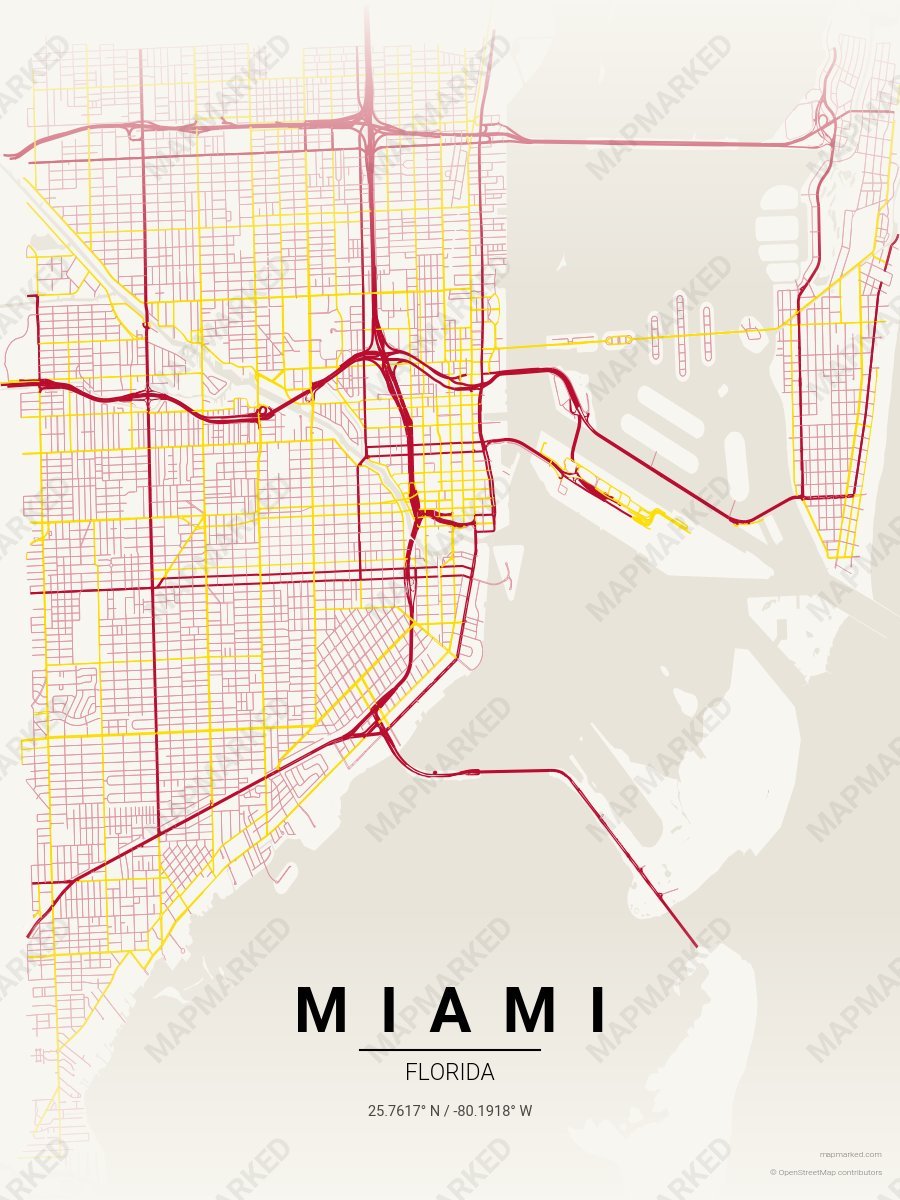 Cream, Red & Yellow Contrast style sample on Miami