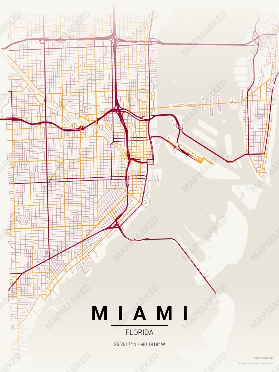 Cream, Red & Yellow Motif style sample on Miami