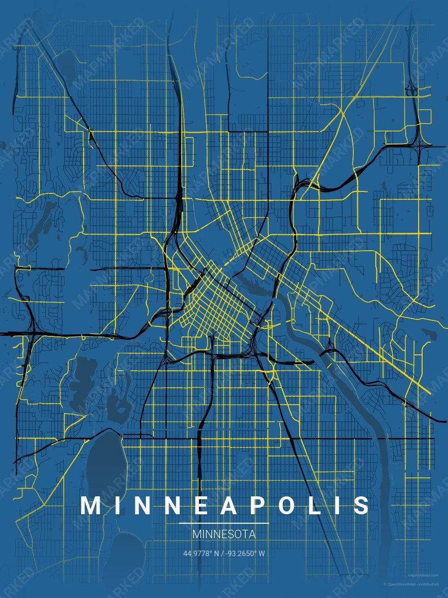 Blue, Black & Yellow Verve style sample on Minneapolis