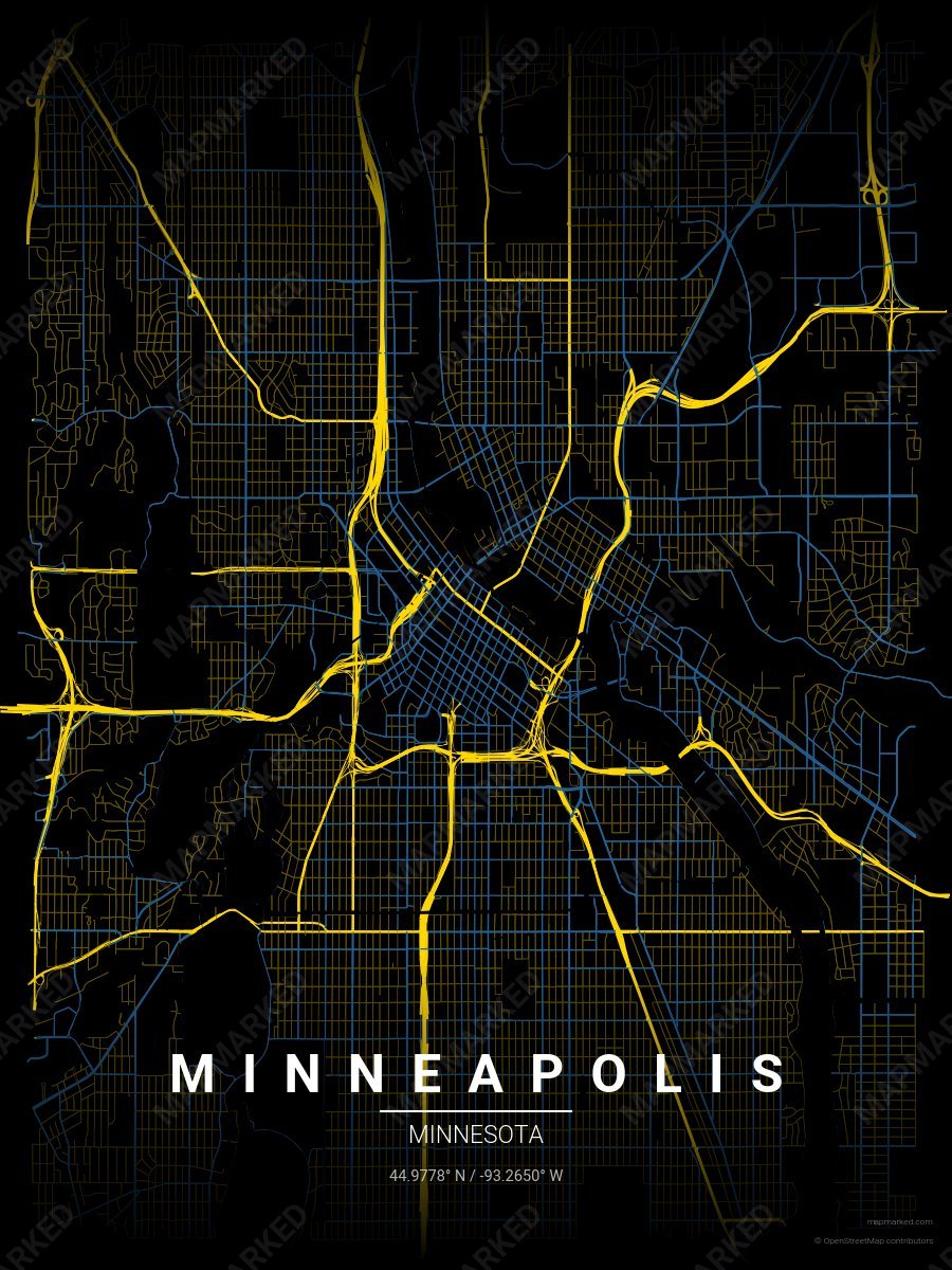 Black, Yellow & Blue Ethos style sample on Minneapolis