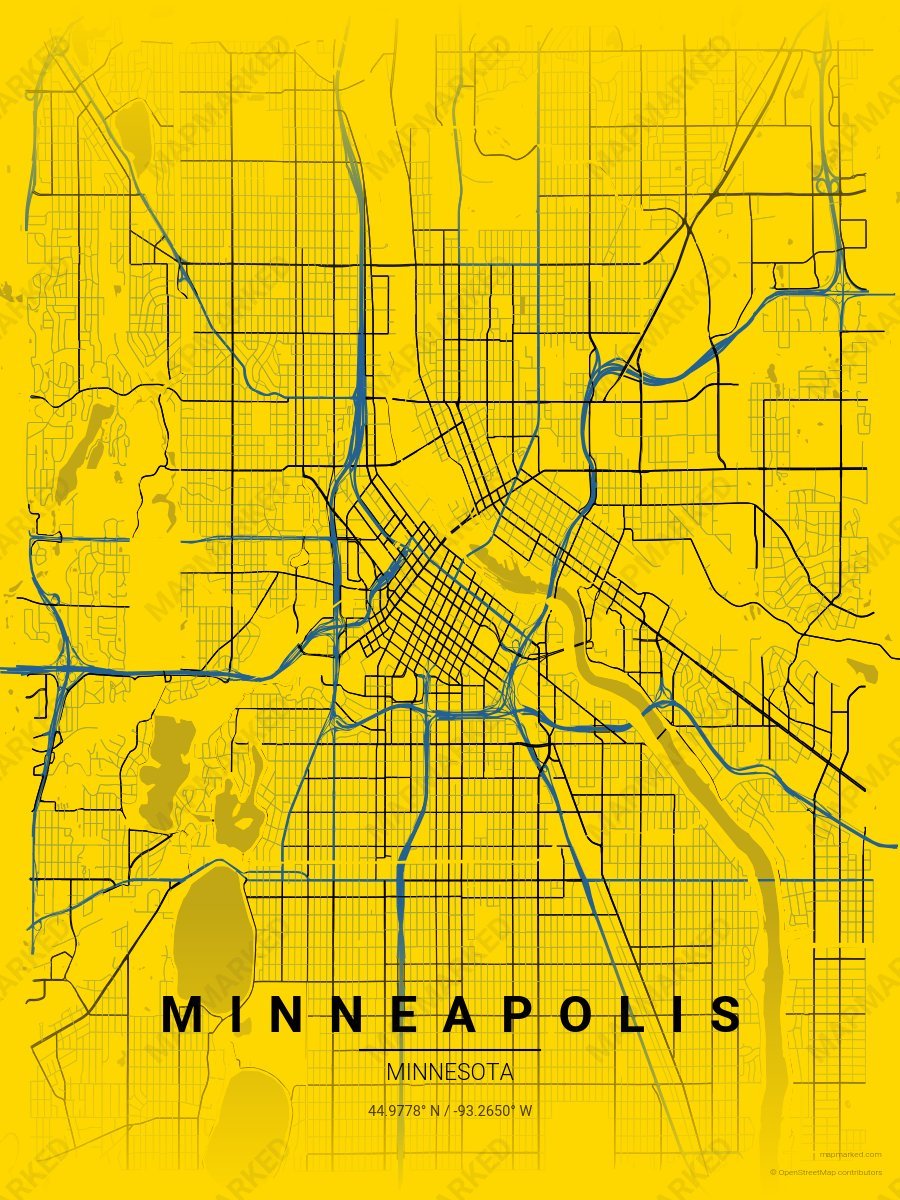Yellow, Blue & Black Standard style sample on Minneapolis