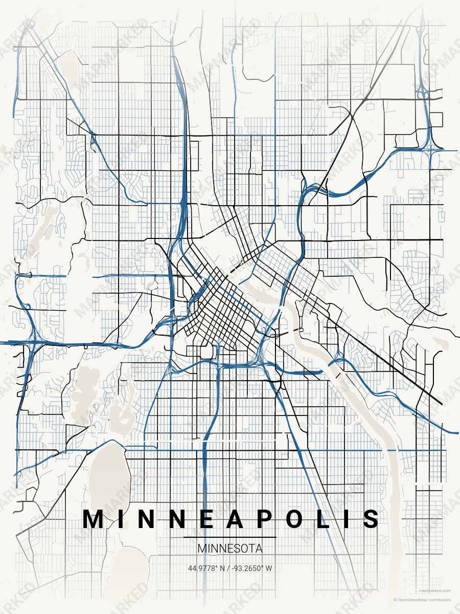 Cream, Blue & Black Vista style sample on Minneapolis