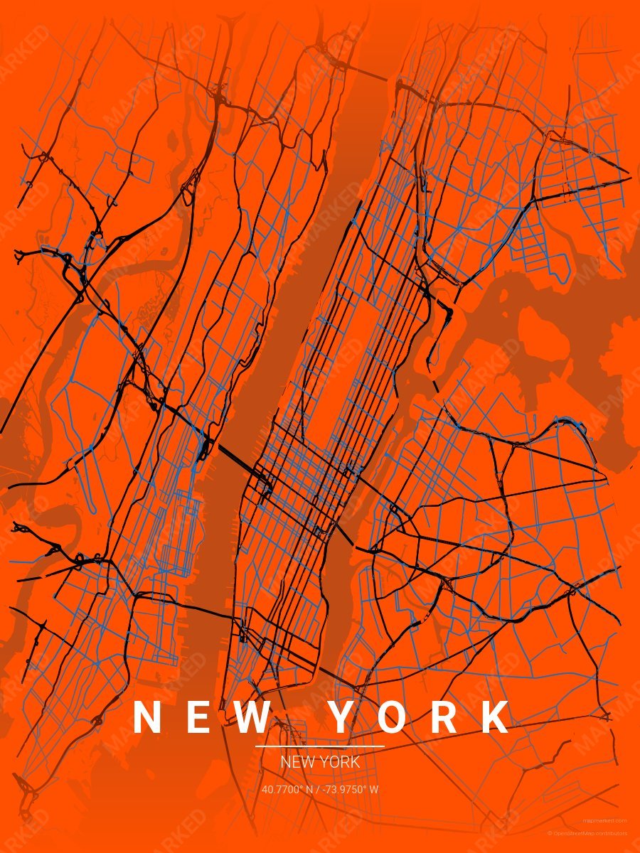 Orange, Black & Blue Craft style sample on New York New