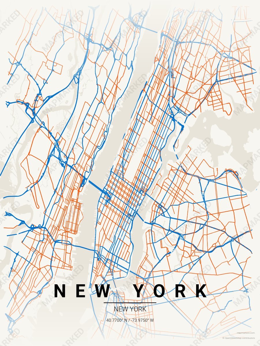Cream, Blue & Orange Range style sample on New York New
