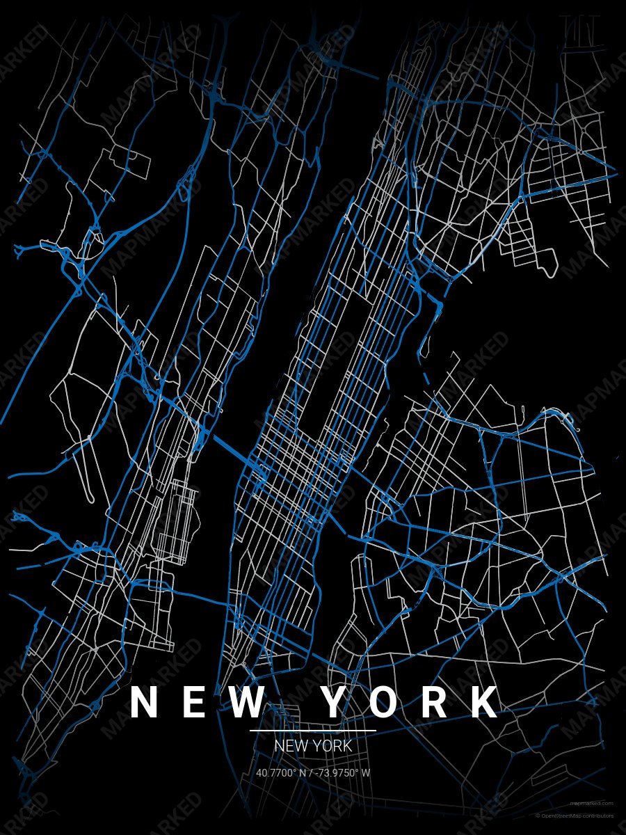 Black, Blue & Silver Contrast style sample on New York New